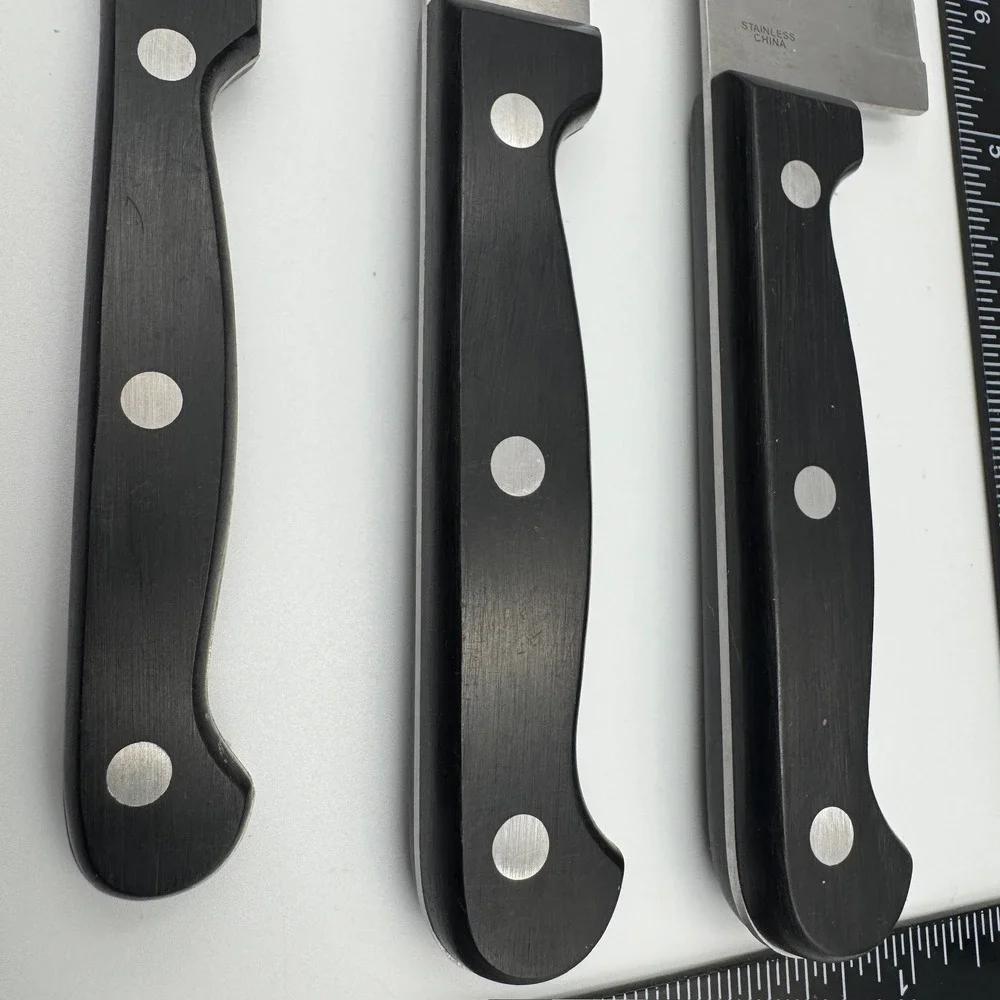 Tools of the‎ Trade 3 Piece Kitchen Knife Set Stainless Steel Black Triple Rivet